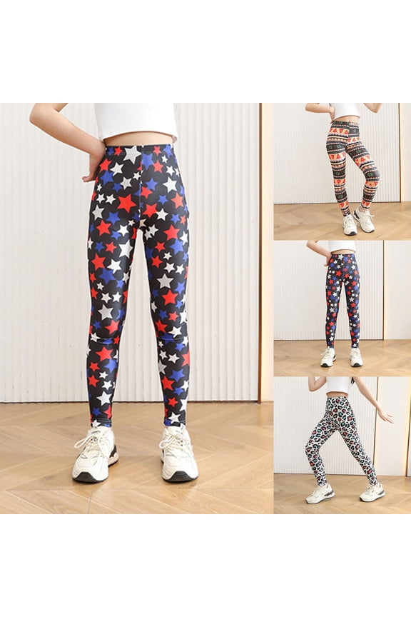 Toddler Pants Kids Star Print Stretchy Leggings Soft Thin Summer Long Everyday Basic Girls 5-6Y