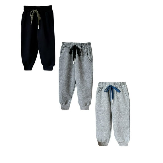 Toddler Pants Toddler Joggers 3T Toddler Boy Sweatpants Kids Sport Jogger Cotton Casual Active Playwear Sweats Pants 3-Pack 12-18 Months COLOR -1