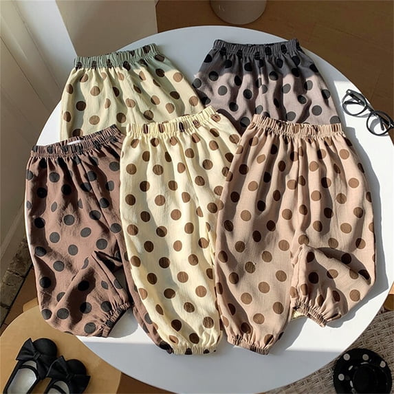 Toddler Pants Toddler Polka Dot Elastic Harem Pants Casual Summer Loose Trousers Khaki 18-24 Months