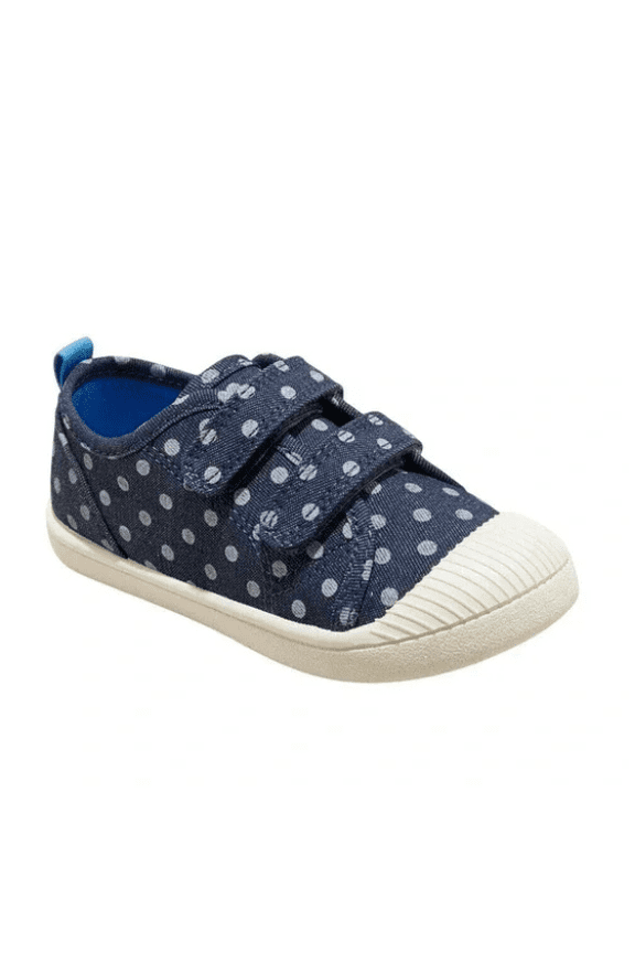 Toddler Parker Hook and Loop Closure Sneakers - Blue & White Dots- Unisex - Size 11
