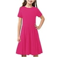 thumbnail image 1 of Toddler Party Dress s Toddler Girl T-Shirt Dresses Summer Crew Neck Short Sleeve Midi Dresses Casual Solid Color Loose Flowy A-Line Beach Sundress New Pinky 11T, 1 of 9