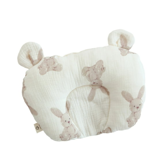 Toddler Pillow Ergonomic Design for Protecting Baby Spine Curve Pure Cotton Flat Pillow Designd Specially for Children-Beige Rabbit