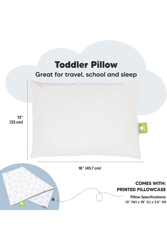 Toddler Pillow with Pillowcase - 13x18 My Little Dreamy Kids Travel Bed Pillows for Sleeping, Cotton Small Pillowcase, Soft & Breathable, Machine Washable, Toddlers 2-5 Years Old