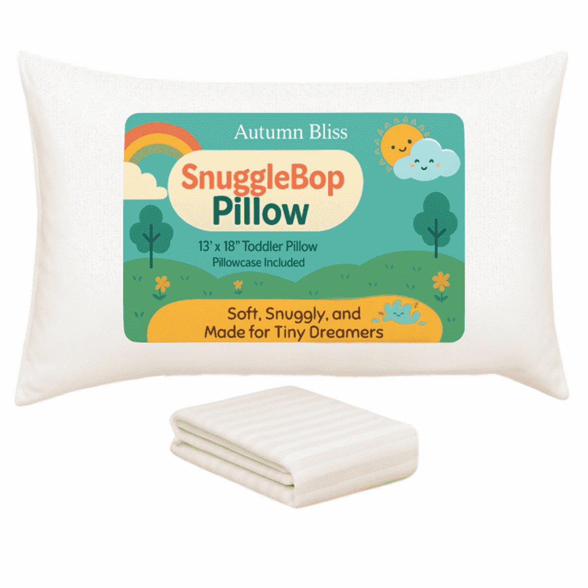 Autumn Bliss Co Toddler Pillow with Pillowcase, Perfect for Ages 2-5 Years, Organic Cotton, 13x18 Inches, Soft, 1 Pack