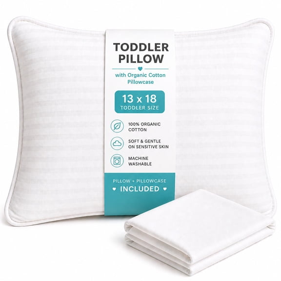 Autumn Bliss Co Toddler Pillow with Pillowcase, Perfect for Ages 2-5 Years, Organic Cotton, 13x18 Inches, Soft, 1 Pack