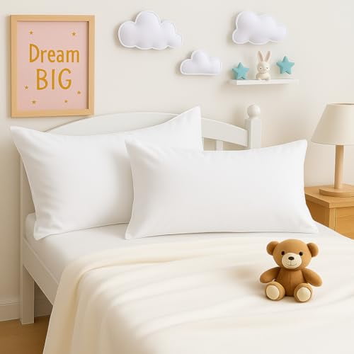 Toddler Pillowcases 13x18 Set of 2 – 100% Cotton Kids Pillow Case Covers, Soft & Breathable Travel Pillowcases with Envelope Closure, Toddler Bedding for Boys and Girls