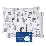 Toddler Pillowcases 14x19 Fits 13 x 18 inch and 12x 16 inch Kids Pillow 2 Pack Cotton Baby Bedding Pillow Cover Envelope Children Kids Travel Pillowcases for Boys Girls Animal