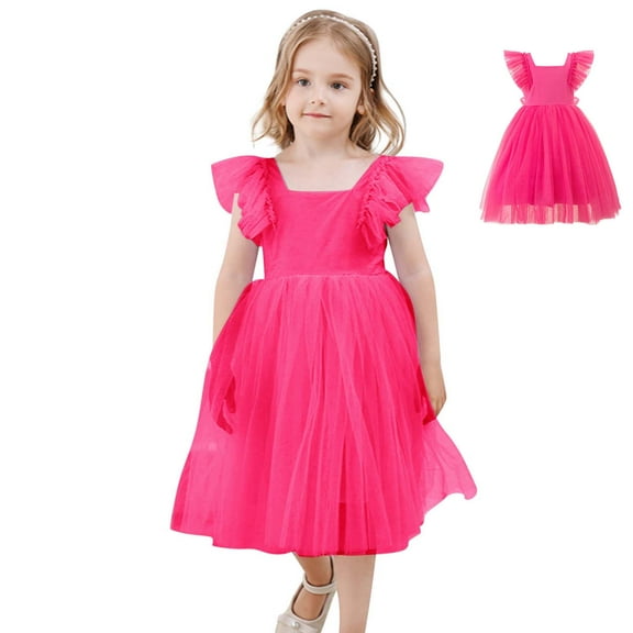 Toddler Pink Dress for Girls Ruffle Tulle Dress Girls Girls Fancy Dress Hallowmas Dresses for Toddler Girls 12-18 M