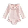thumbnail image 1 of Toddler Pink Girls Rash Guard Bathing Suits Flower Graphic Printed Long Sleeve Sun Protection Toddler Girl Bathing Suit 12-18 Months, 1 of 4