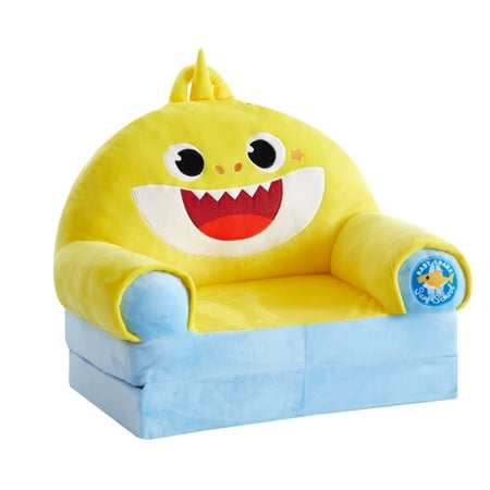 Toddler Pinkfong Baby Shark Blue Polyester Comfortable Plush 2-in-1 Flip Out Chair