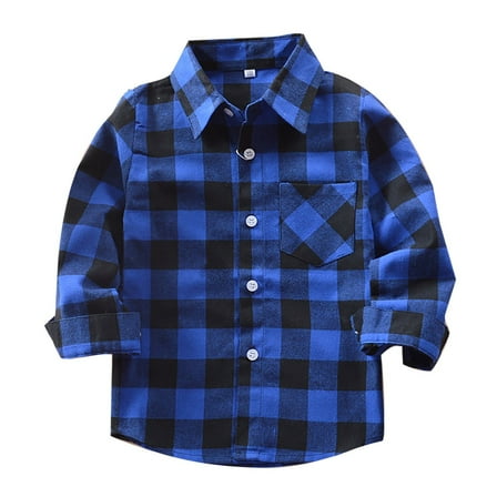 Toddler Plaid Shirt Boys Jackets Size 8-10 Boys Long Sleeve Flannel Plaid Shirt Button Down Shirts Blue 5-6 Years