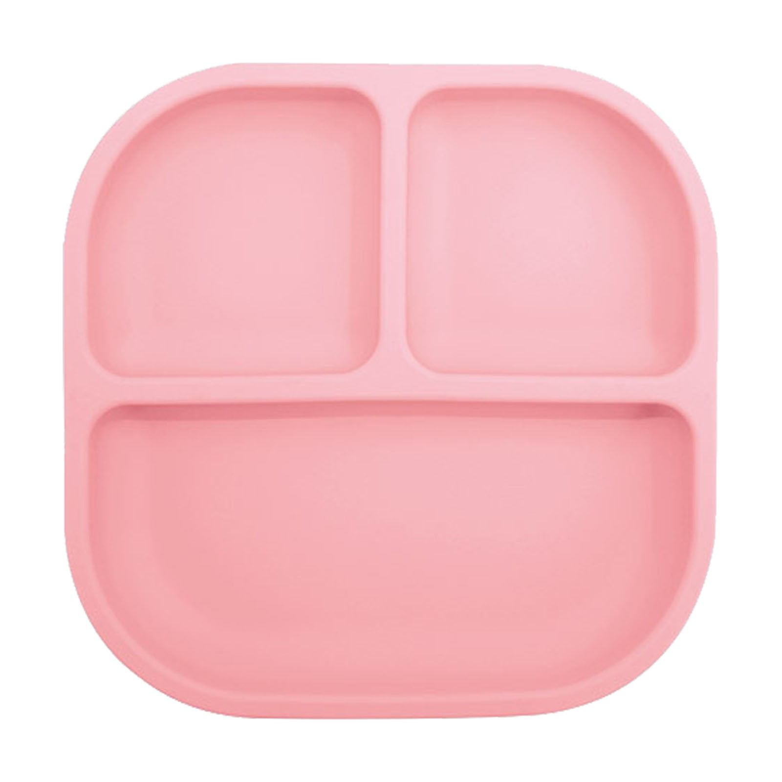 Toddler Plates with Dividers Suction Base Silicone Baby Plates Non Divided Kids Plates for Self Feeding Microwave Dishwasher Safe Portable for High Chair Tray Home Travel 7.36x7.09 Inches