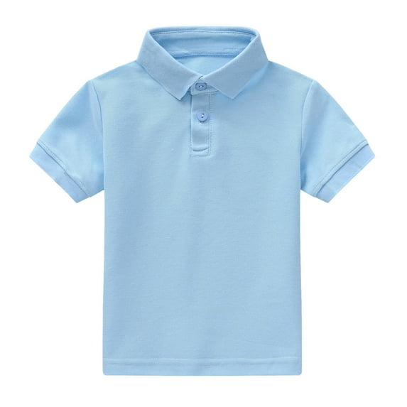 Toddler Polo Shirt Boys Short Sleeve Shirt Blue Button up Shirt Boys Shirts for Kids for Toddler Boys 18-24 Months