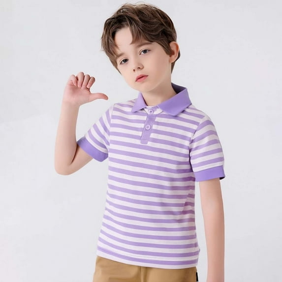 Toddler Polo Shirt Short Sleeve Boys' Striped Shirt Boys Spring Dress Shirt for Boys 3-4 Years