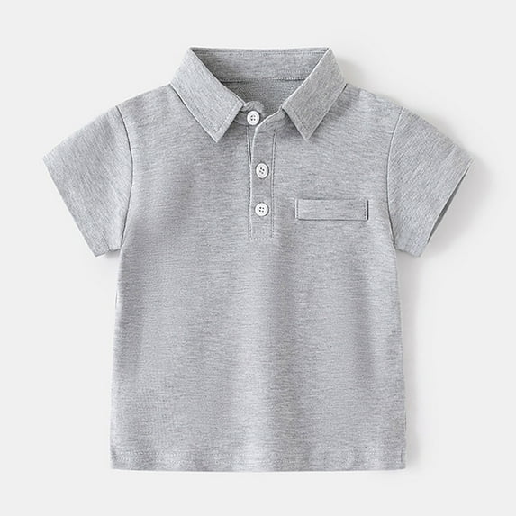Toddler Polo Shirt Short Sleeve Grey Shirts School Uniform Shirts for Boys 3-4 Years