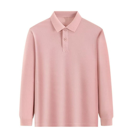 Toddler Polo Shirts Boys 2t Solid Long Sleeve Shirts for Boys Comfy Button Closure Pullover Tops Boys' Tops, Tees & Shirts 5-6 Years（Pink）
