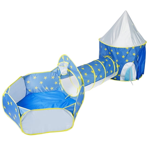 Toddler Pop Up Playhouse Toy TeqHome 3 in 1 Kids Ball Pit Play Tent with Tunnel for Boys Girls Indoor Outdoor Blue