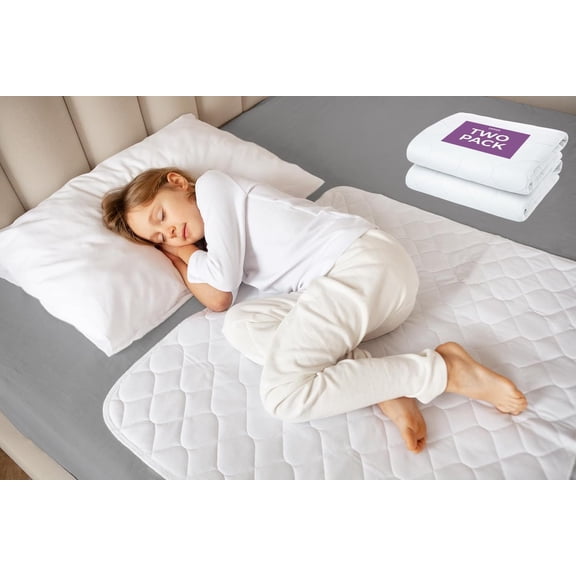 Toddler Potty Training Bed Pads - Small Single, White 33x27 | Waterproof Bedwetting Pee Protector Mat for Kids - Non-Slip Reusable & Washable Incontinence Mattress Sheet Absorbs Up to 1L