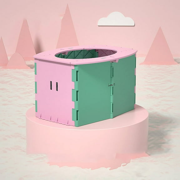 Toddler Potty Training Toilet, Portable Potty for Toddler Travel, Lightweight Self-Contained Car Toilet Folding Commode Toilet Seat For for Car, Camping, Hiking, Tourism, Outdoor, Indoor(Green-Pink)