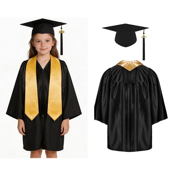 Toddler Preschool Graduation Cap and Gown Set Black Cap and Gown Graduation Graduation Celebration Dress Outfit 2-3 Years
