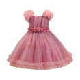 thumbnail image 1 of Toddler Princess Dress Fashion Fluffy Summer Dresses Sparkly Sequin Birthday Prom Outfit Casual Party Tulle Sundress for Kid Ball Gown for Little Girls Short Sleeve Mesh Gauze Dress, 1 of 5