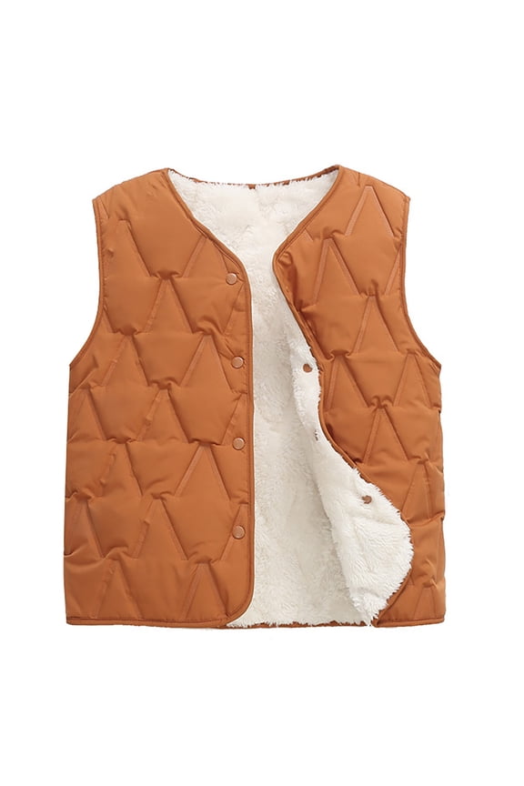 Toddler Pufer Vest Sherp𝐚 Fleece Vest Girl Boy Sleeveless Quilted Jacket Cute Fall Winter Button Down Waistcoat Outerwear