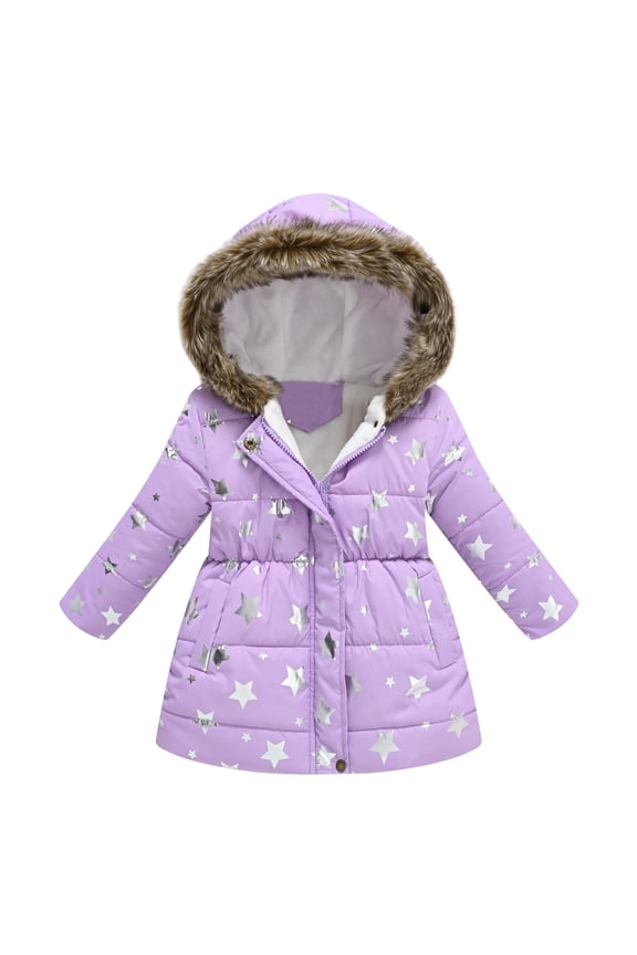 Toddler Puffer Coat Toddler Girl Winter Coat With Pocket Zipper Winter Hoodies Coat Warm and Windproof Thick Parka for Kids 3-4 Years