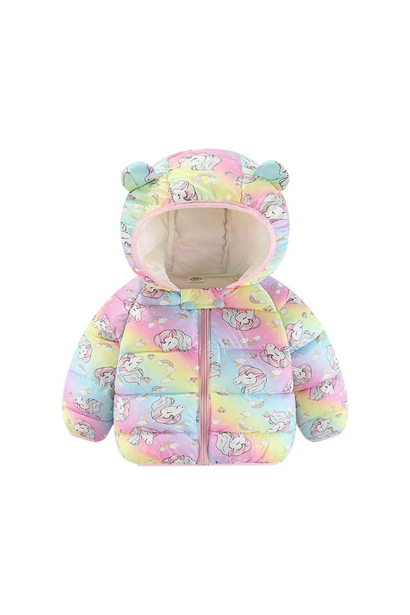 Toddler Puffer Coat Winter Coat Baby Hoodie with Bear Ear Windproof Down Jacket for Baby Outerwear Coats Baby Girl Clothes Winter 18-24 Months