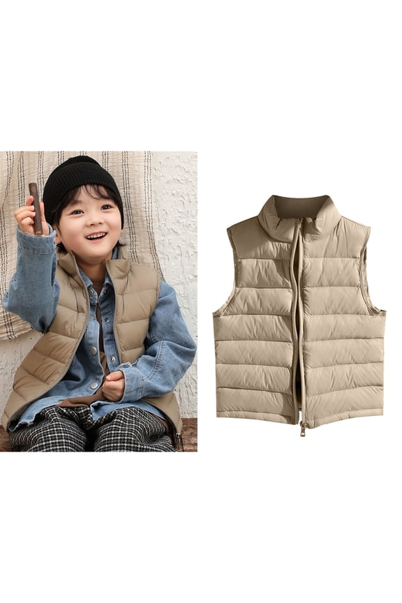 Toddler Puffer Down Vest Boys Winter Vest Stand Collar Lightweight Water-Resistant Zip Up Cute Jackets Sleeveless Baby Winter Jacket 2-3 Years