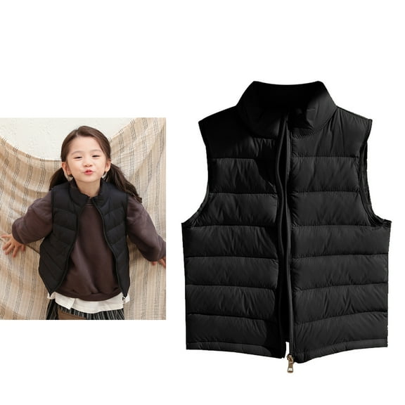 Toddler Puffer Down Vest Toddler Girls Winter Vest Stand Collar Lightweight Zip Up Cute Jacket Sleeveless Toddler Winter Vest 2-3 Years