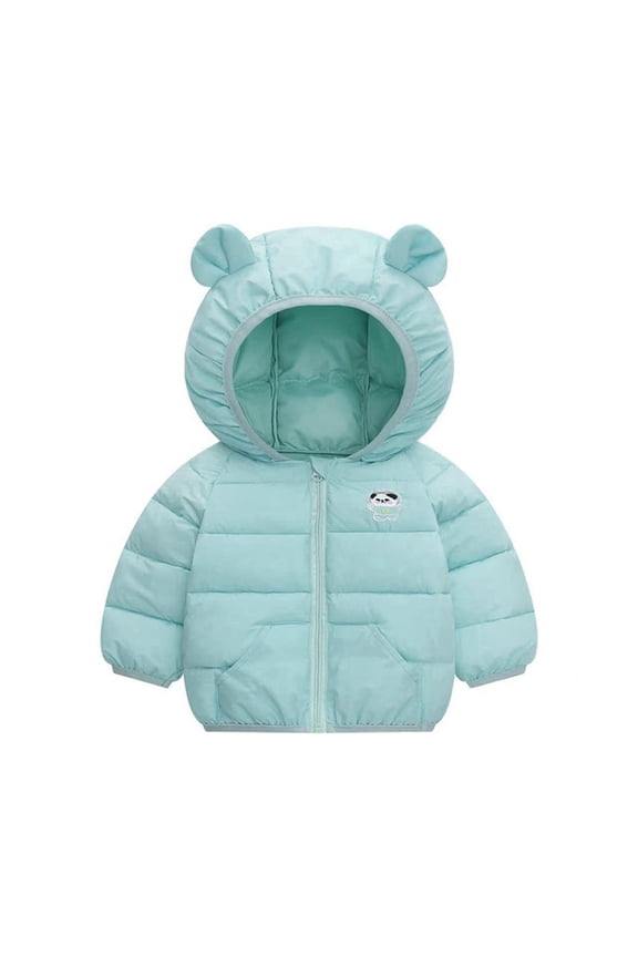 Toddler Girls Winter Windproof Panda Prints Bear Ears Hooded Coat Jacket Baby Boys Warm Down Jacket Clothes