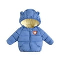 thumbnail image 1 of Toddler Puffer Jacket Blue Full-Zip Long Sleeve Warm Bear Hooded Outdoor Coats Kids Warm 2-3 Years Winter Coat Girl, 1 of 3