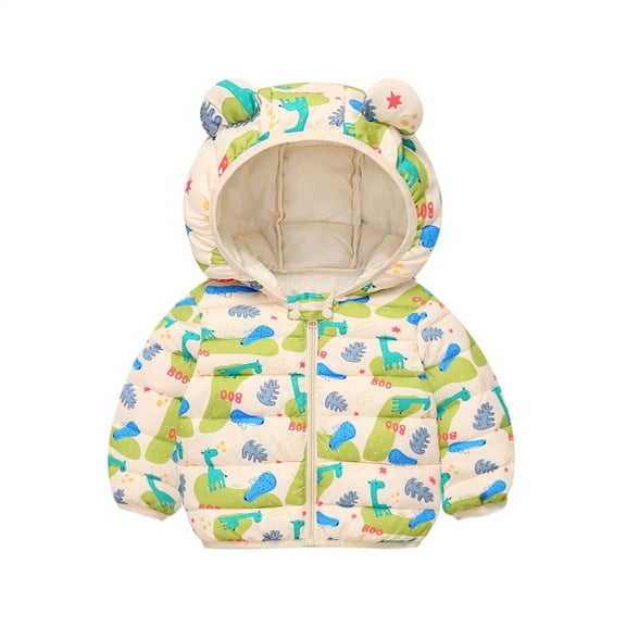 Toddler Puffer Jacket with Bear Ear Hood Lightweight Warm Outerwear Windproof Coat for Boys Girls Winter