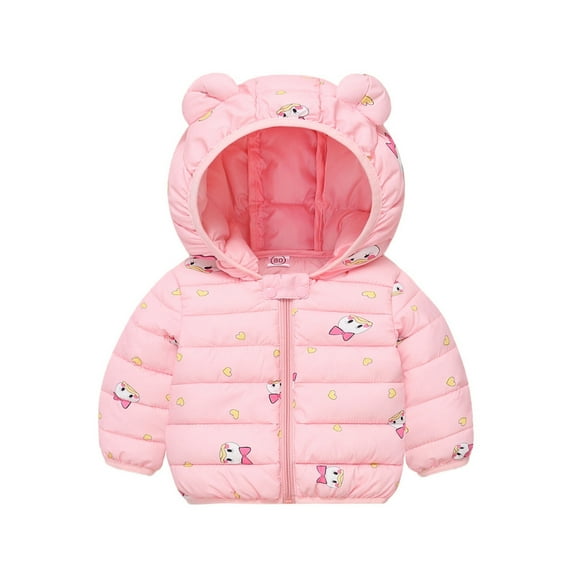Toddler Puffer Jacket with Bear Ear Hood Lightweight Warm Outerwear Windproof Coat for Boys Girls Winter