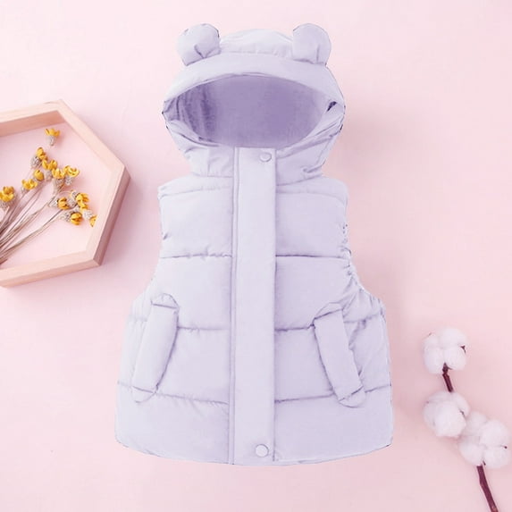 Toddler Puffer Vest Girls Vest Cute Hoodie Vest Sleeveless Windproof Down Jacket Toddler Girls Fall Jacket for Girls 4-5 Years