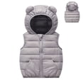 thumbnail image 1 of Toddler Puffer Vest Hooded Jacket Grey Puffer Vest Zipper Lightweight Sleeveless Bear Ears Windproof down Jacket Girls Vests 3-4 Years, 1 of 4