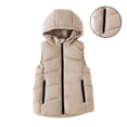 thumbnail image 1 of Toddler Puffer Vest Hooded Khaki Down Vest Zipper Lightweight Sleeveless Windproof down Jacket Girls Vests 3-4 Years, 1 of 4