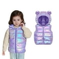 thumbnail image 1 of Toddler Puffer Vest Hooded Purple Vest Kids Full-Zip Sleeveless Bear Ears Lightweight Boys Puffer Jacket Kids Girls Winter Vest 1-2 Years, 1 of 9