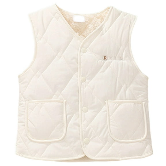 Toddler Puffer Vest Jacket White Puffer Vest Button-Down Sleeveless Lightweight Kids Puffer Jacket Girls Vest 12-18 Months