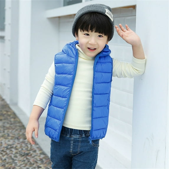 Toddler Puffer Vest Kids Boys Girls Winter Vest Cute Hooded Jackets With Pockets Sleeveless Windproof Down Jacket Child Jacket For Boys 10-12 Years