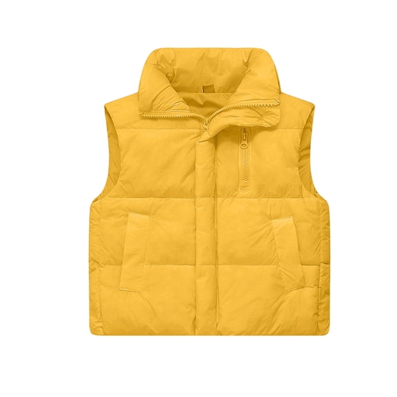 Toddler Puffer Vest Zipper Sleeveless Jackets Boys Girls Lightweight Puffy Waistcoat Fall Winter Coats, Yellow 120
