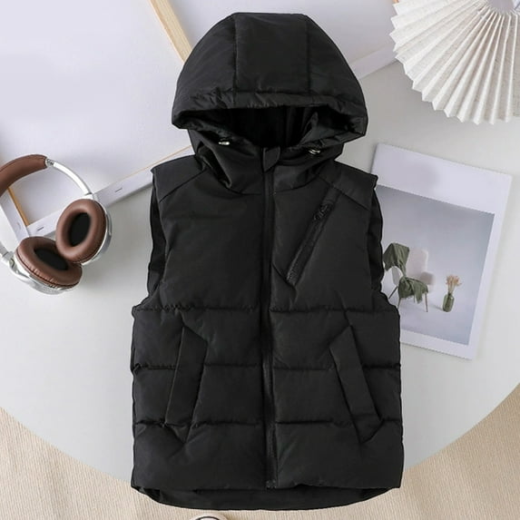 Toddler Puffer Vest with Hood Sleeveless Jacket Lightweight Outerwear Jackets & Vests Kids Winter Clothes Girls Vest 8-10 Years