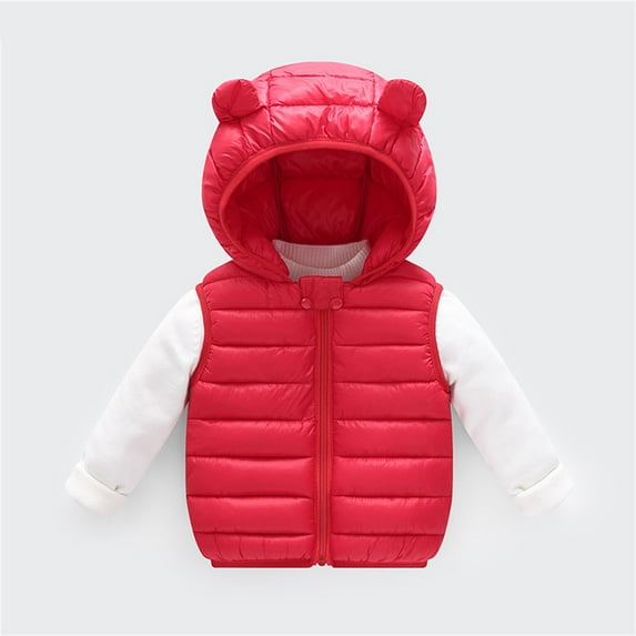 Toddler Puffer Vest with Hooded Bear Ear Sleeveless Jacket Lightweight Outerwear Jackets & Vests Toddler Winter Vest Size 2-3 Years Girls Clothes