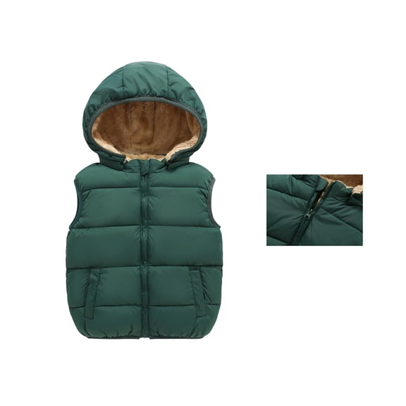 Toddler Puffer Vest with Hooded Lightweight Sleeveless Girls' Outerwear Vests Boys' Outerwear Vests Kids Clothes Girls 1-2 Years