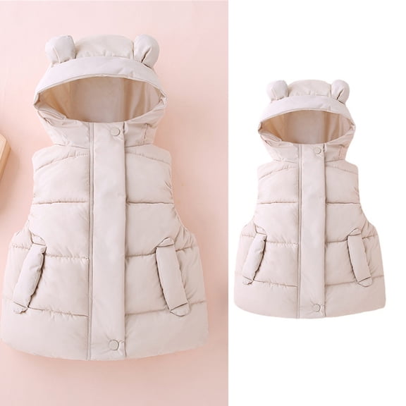 Toddler Puffer Vest with Hooded Sleeveless Jacket Lightweight Girls' Outerwear Jackets & Coats Winter Vest Clothes for Girls 12-18 Months