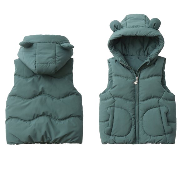 Toddler Puffer Vest with Hooded Sleeveless Jacket Lightweight Girls' Outerwear Vests Girls Winter Clothes Vest for Girls 12-18 Months
