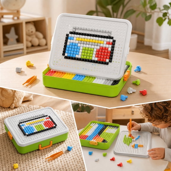 Toddler Puzzles Games for Kids 3-5, Mushroom Nails Pegboard Creative Puzzle BlocksPortable DIY Educational Creative Brain Teaser Puzzle Toys for Boys Girls, Idea Gift for Birthday Party