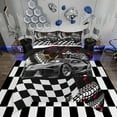 thumbnail image 1 of Toddler Race Car Bed,Red Orange Neon Lights Honeycomb Bedding Set Cool Sports Car Glitter Beehive Geometric Hexagon Queen Comforter Set,Black White Grid Lattice Quilt Buffalo Plaid Decor, 1 of 6