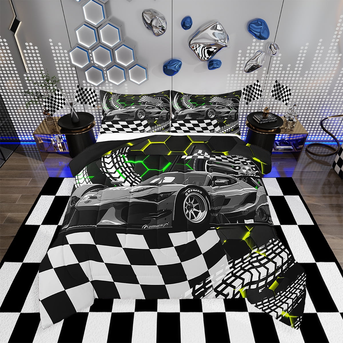 Go-kart racing bedding set yellow