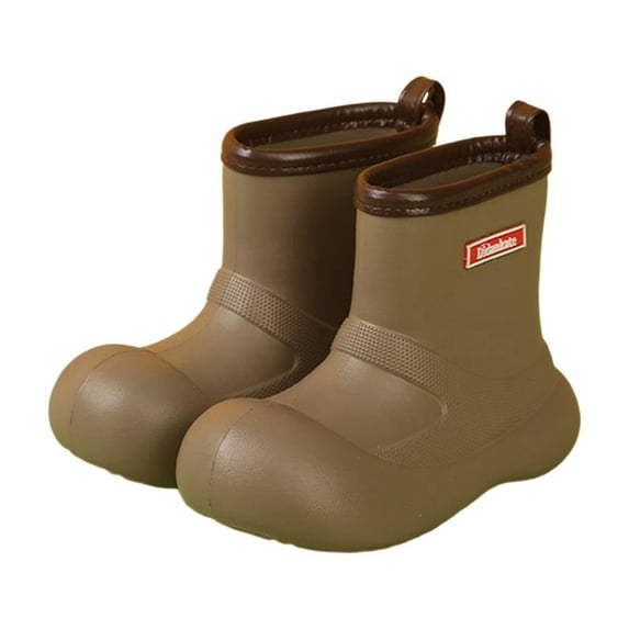 Toddler Rain Boots Baby Kids Easy-on Rain Shoes Children Waterproof Shoes for Boys Girls (3-12 Years) Platform Boots(Color:Brown,Size:3-3.5 Years)